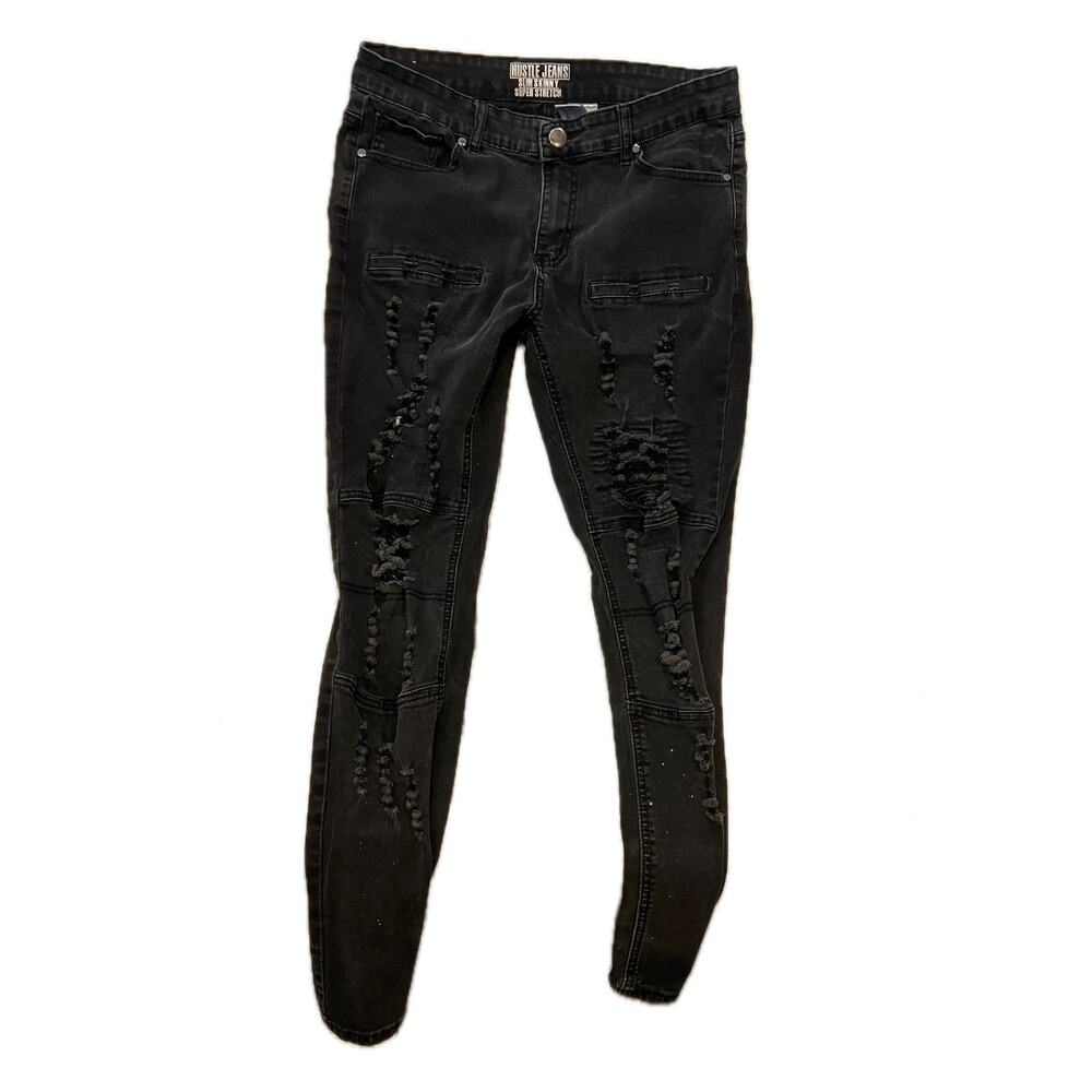 Hustle Jeans  Black Slim Skinny Super Stretch Jeans 34x32